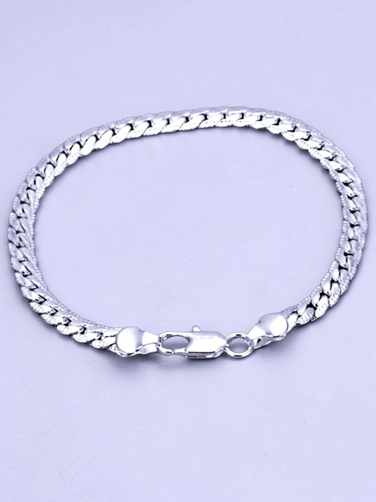 Exclusively Fancy Jewelry - Silver Bracelet Flat Herringbone Chain bracelet unisex nwt